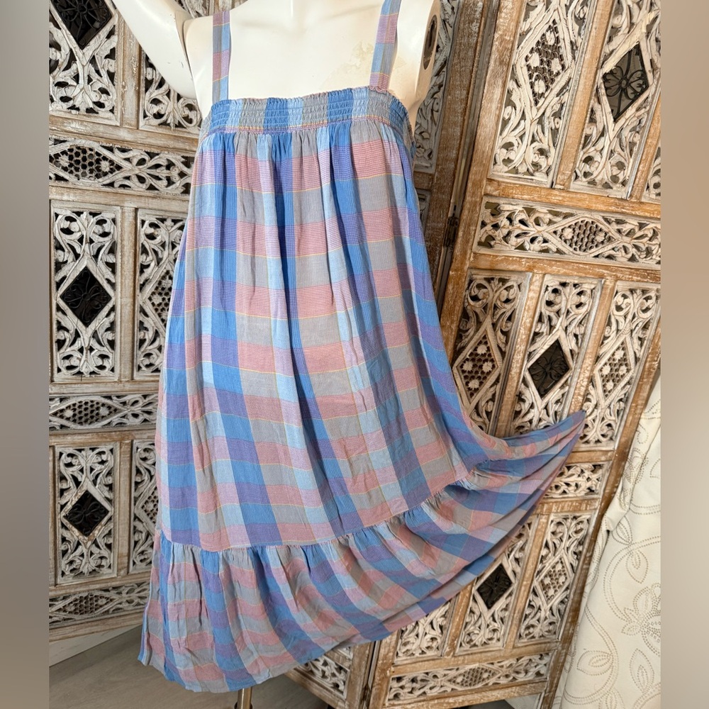 LOFT Blue and Pink Midi Dress A-Line Resort Wear